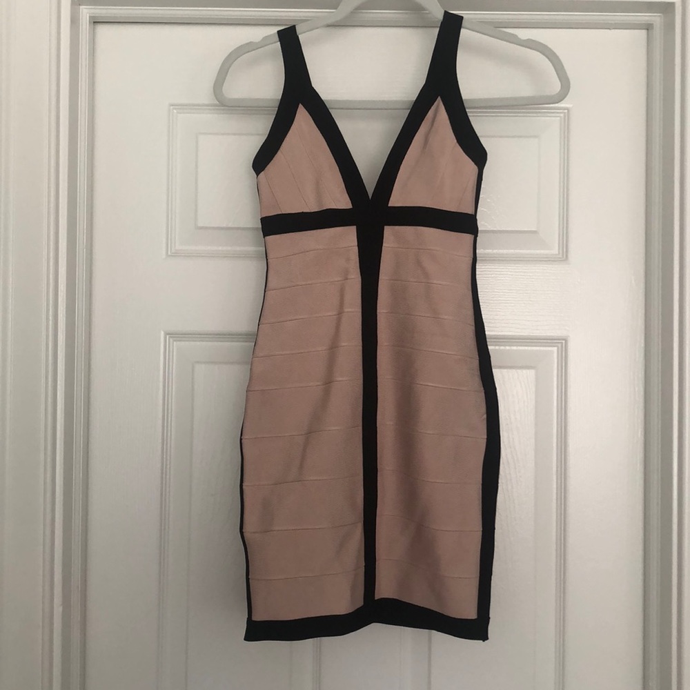 Tan & Black Bandage Dress